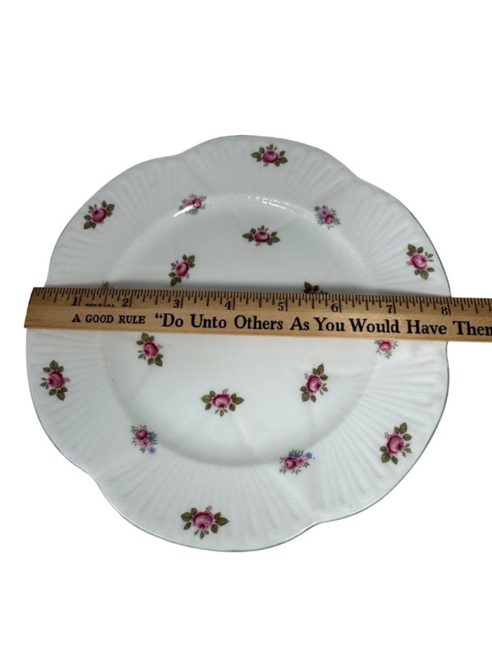 Shelley Bone China Pink Rosebud Pattern Luncheon Plate 13426 England Vtg Floral - Picture 3 of 12